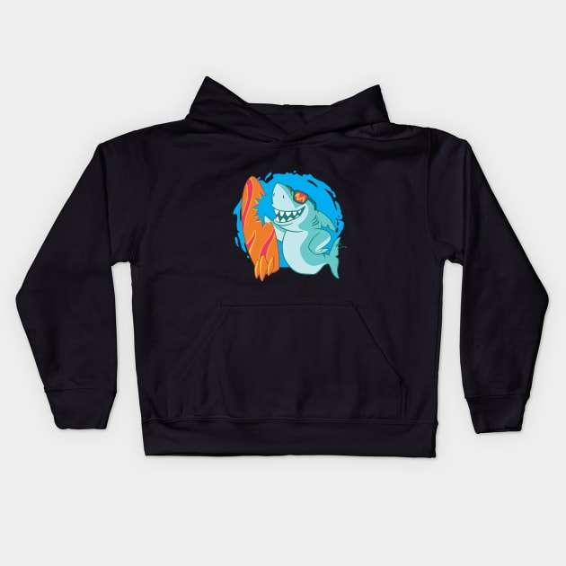 SURFING SHARK Kids Hoodie by GoshaDron